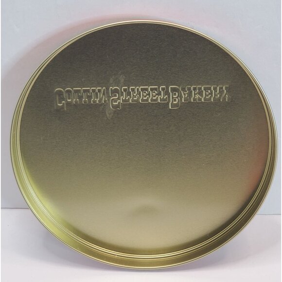 Collin Street Bakery Red Holiday Empty Tin 2.5" Tall x 8" Round Since 1896 - Picture 3 of 11